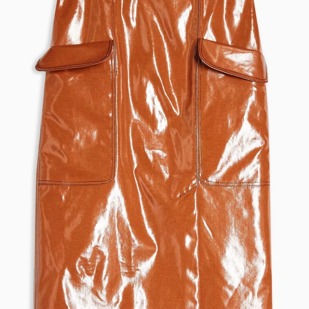 Topshop Faux Leather Burnt Orange Vinyl Skirt SZ2